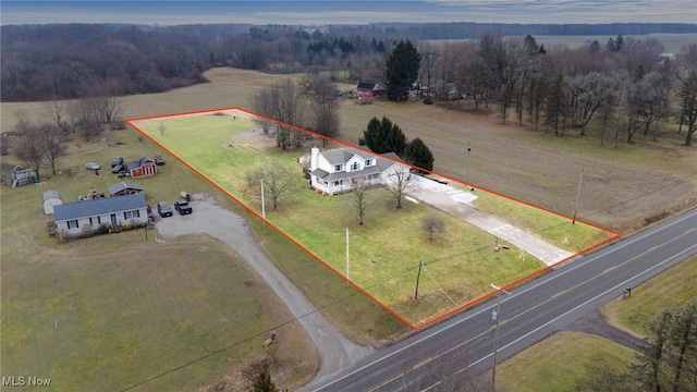 aerial view featuring a rural view