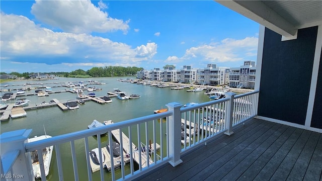 exterior space with a water view