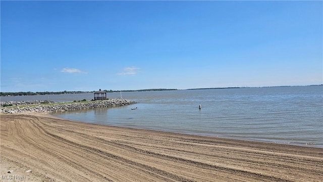 view of water feature with a view of the beach