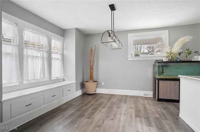 unfurnished dining area featuring hardwood / wood-style flooring