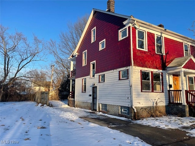 view of snowy exterior