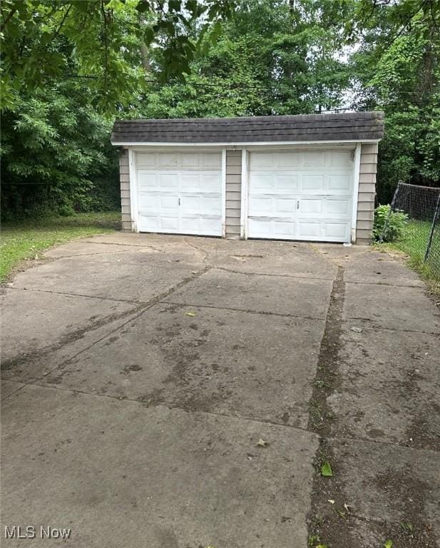 view of garage