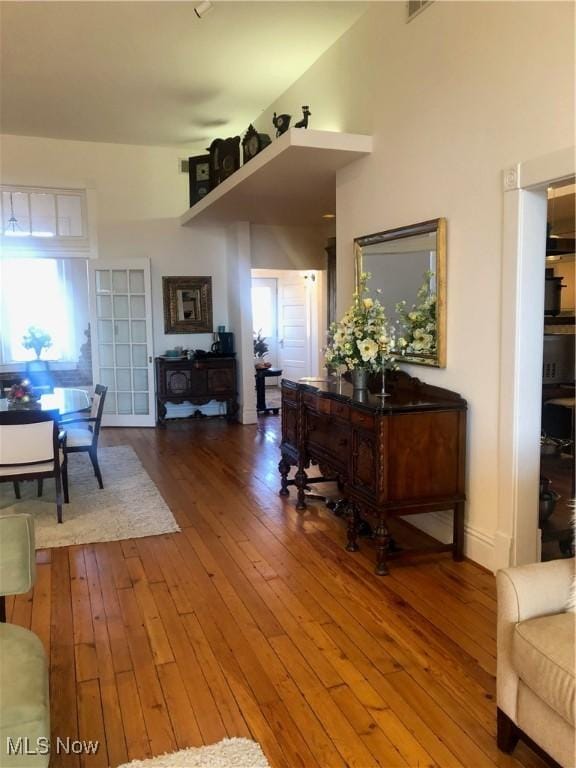 living room with hardwood / wood-style flooring