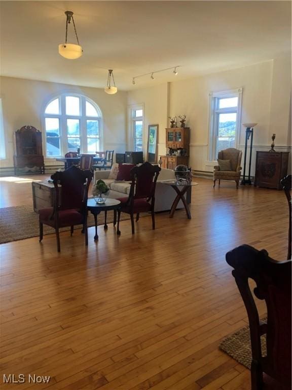 living room with hardwood / wood-style floors