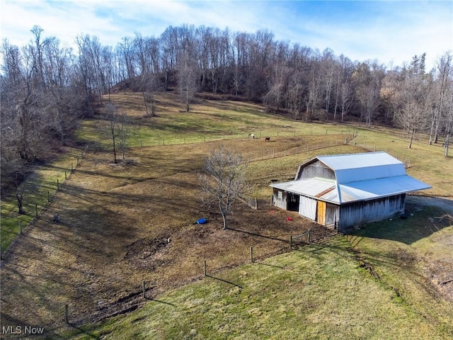 drone / aerial view with a rural view