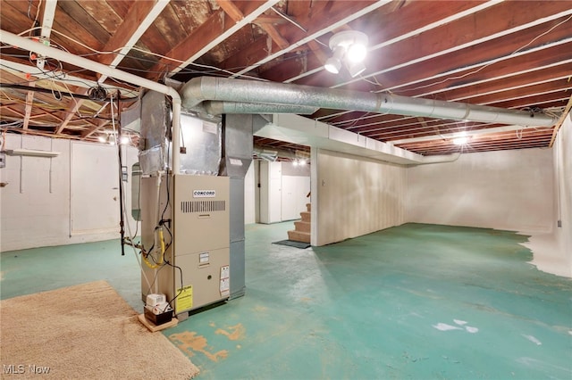 basement with heating unit