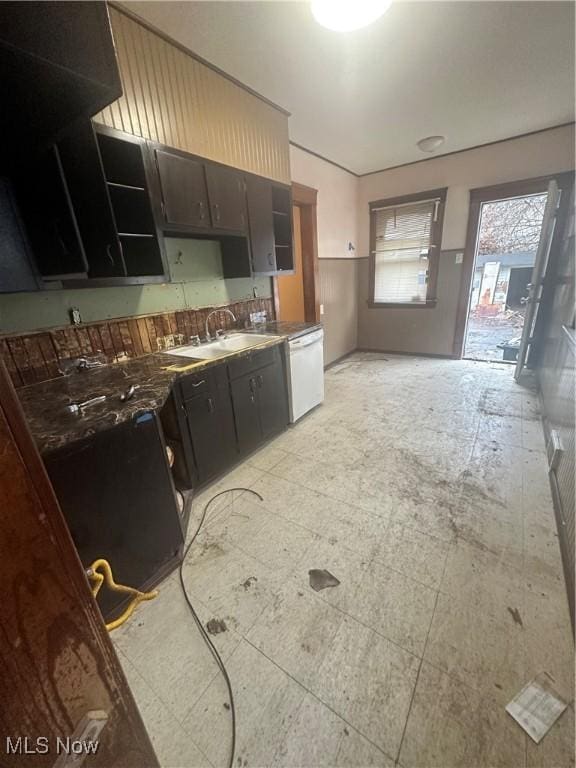 kitchen with white dishwasher and sink