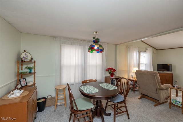 view of carpeted dining room