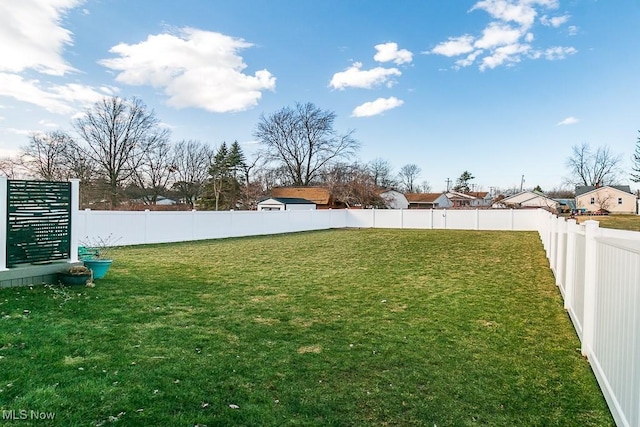 view of yard featuring a fenced backyard