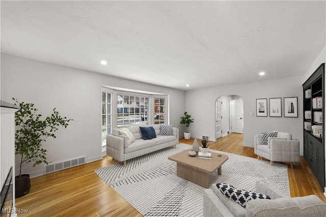 living room featuring light hardwood / wood-style flooring