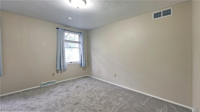 spare room with carpet flooring and a textured ceiling