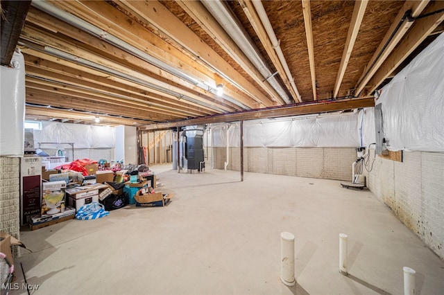 basement with heating unit