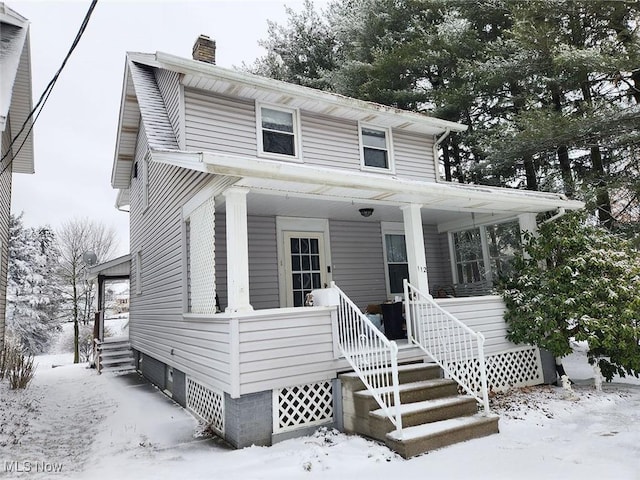 view of front facade featuring covered porch