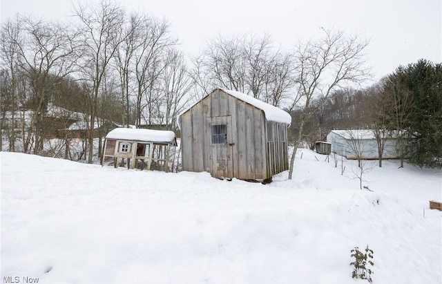 view of snow covered structure