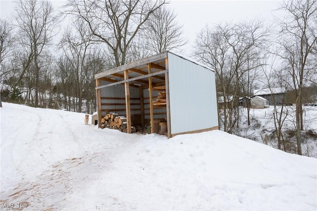 view of snow covered structure