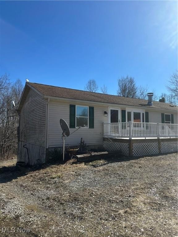 view of front of home with a deck