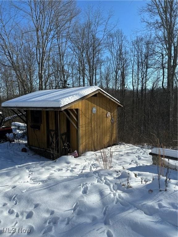 view of snow covered structure