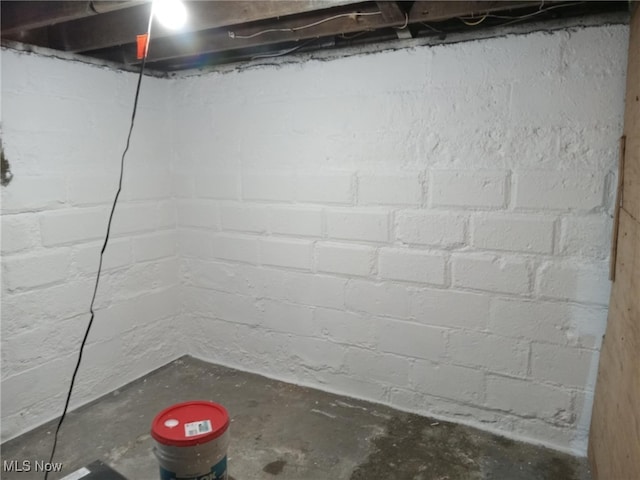 view of unfinished basement