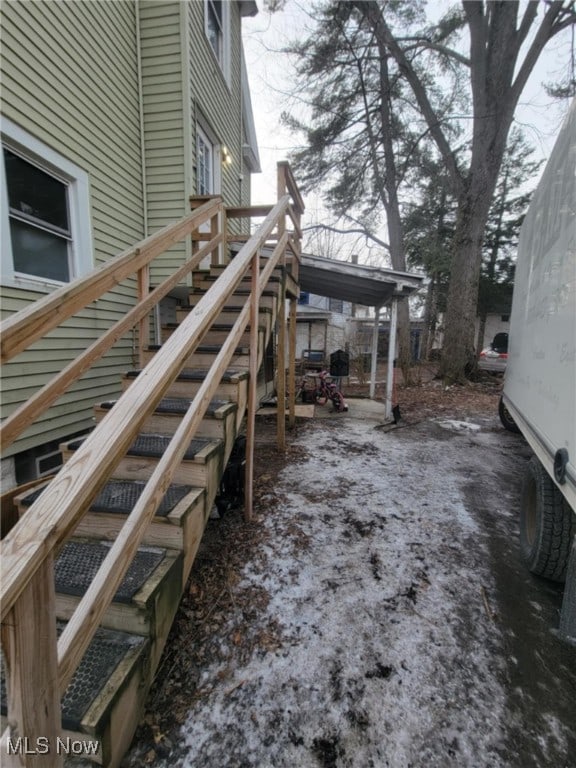 exterior space featuring stairs