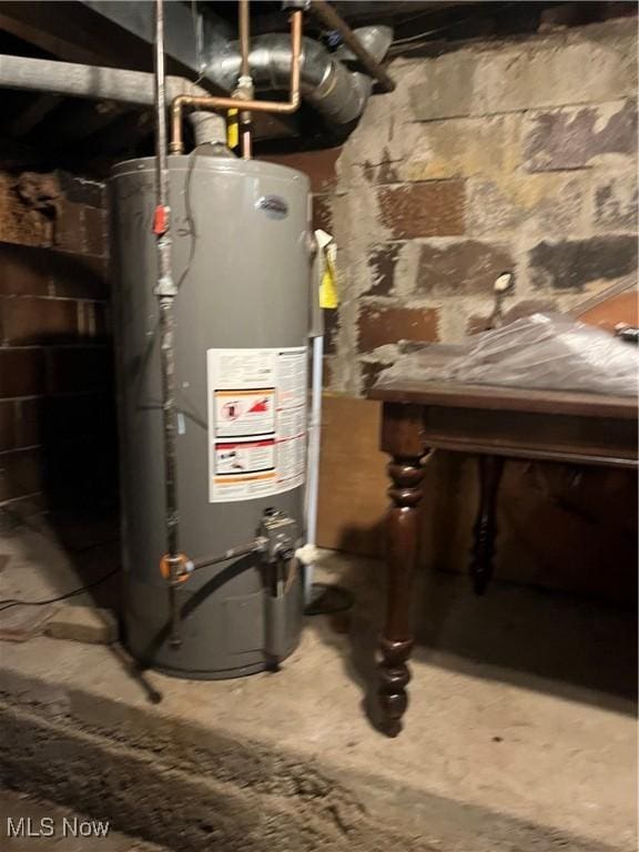 utility room with gas water heater