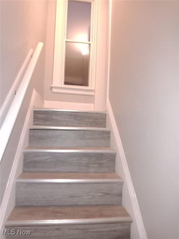 staircase featuring wood finished floors