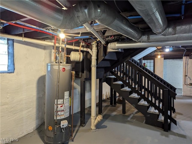 basement with gas water heater