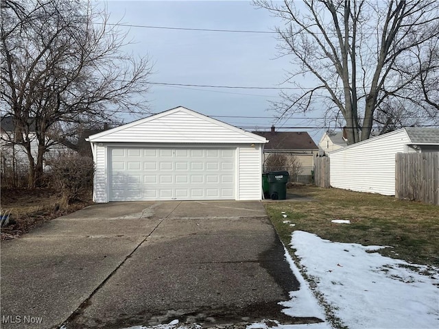 view of snow covered garage