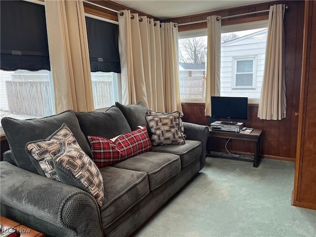 living room with light carpet