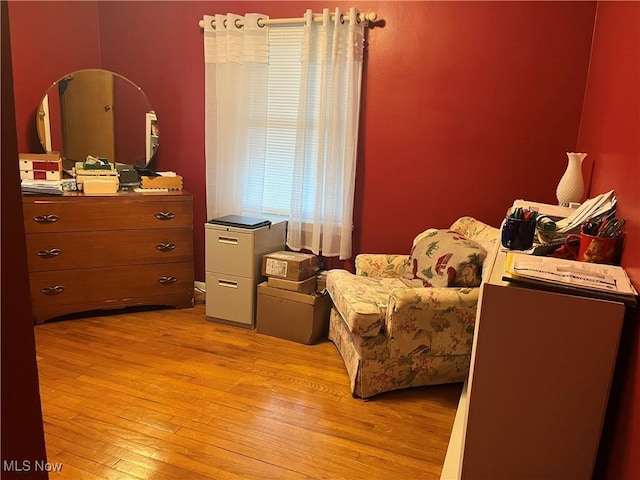 bedroom with light hardwood / wood-style floors