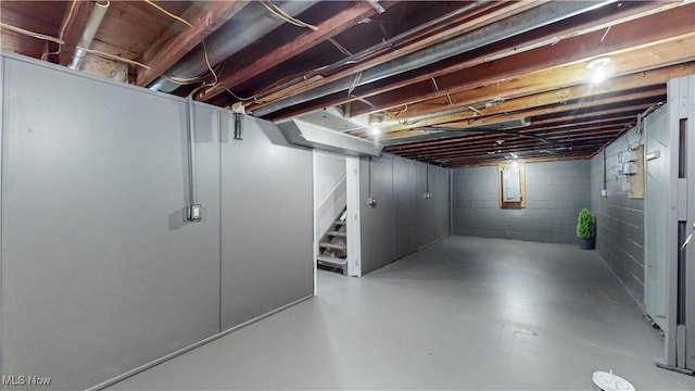 basement with electric panel