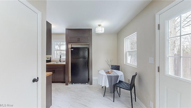 dining space with sink