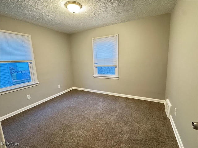 empty room featuring carpet floors and a textured ceiling