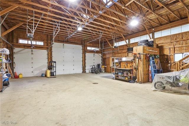 garage with a garage door opener