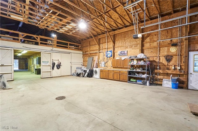 garage with a garage door opener