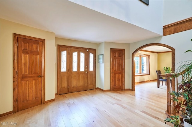 entrance foyer featuring light wood-type flooring