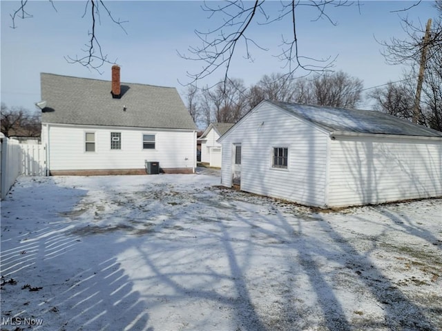 view of snow covered property