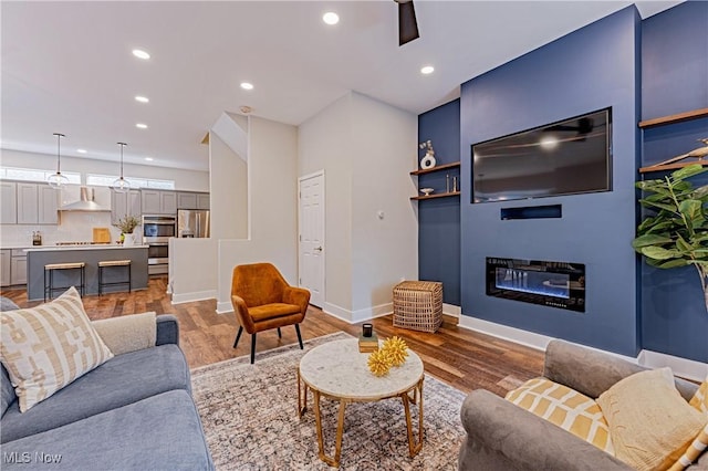 living room featuring hardwood / wood-style flooring