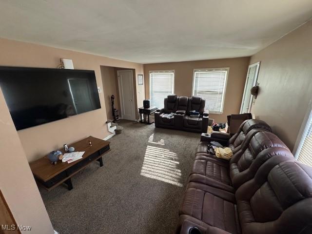 living room with carpet flooring