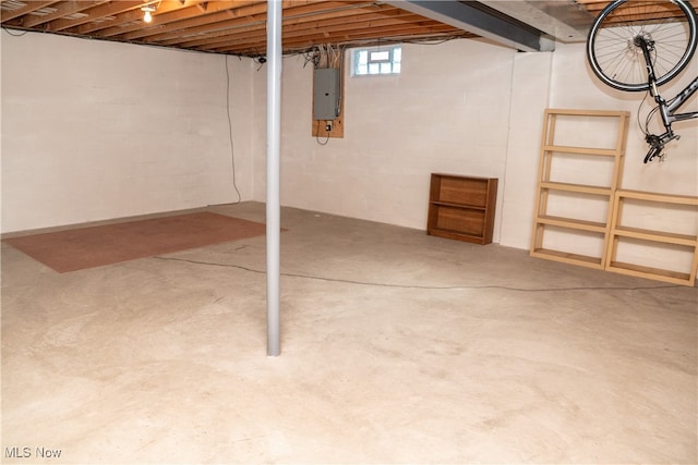basement with electric panel