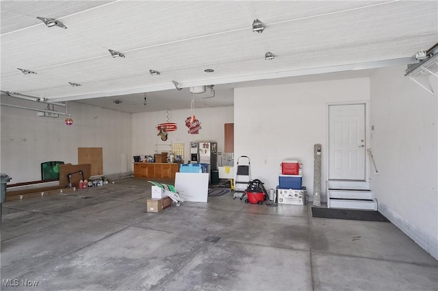 garage with a garage door opener