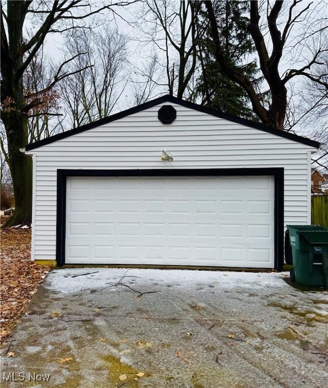 view of garage