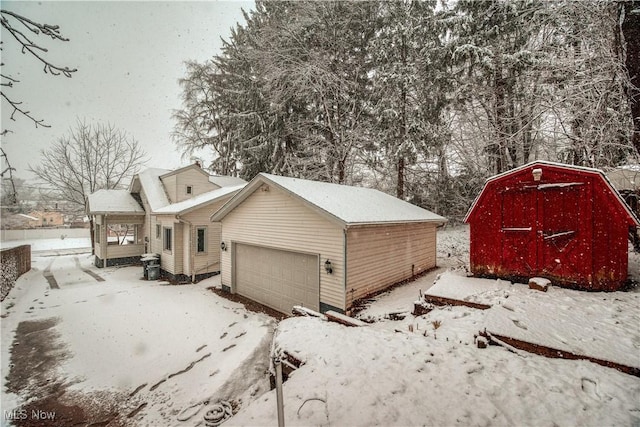 exterior space featuring a garage