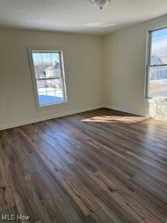 unfurnished room featuring dark wood-type flooring