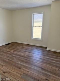 empty room with dark wood-type flooring