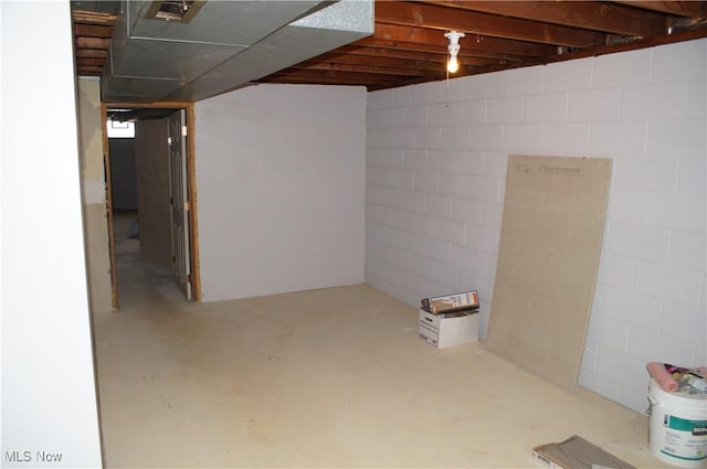 unfinished basement with visible vents