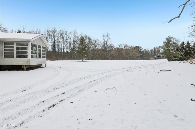 view of yard covered in snow