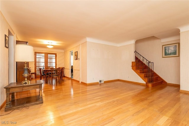 living room featuring light wood-type flooring