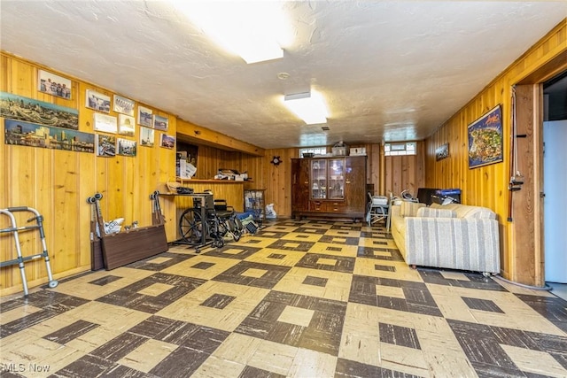 interior space with wood walls