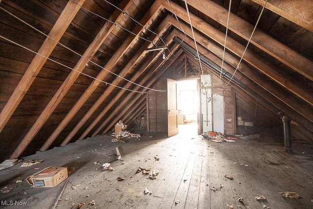 view of unfinished attic