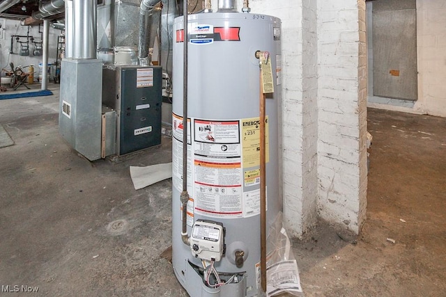 utilities with water heater and heating unit